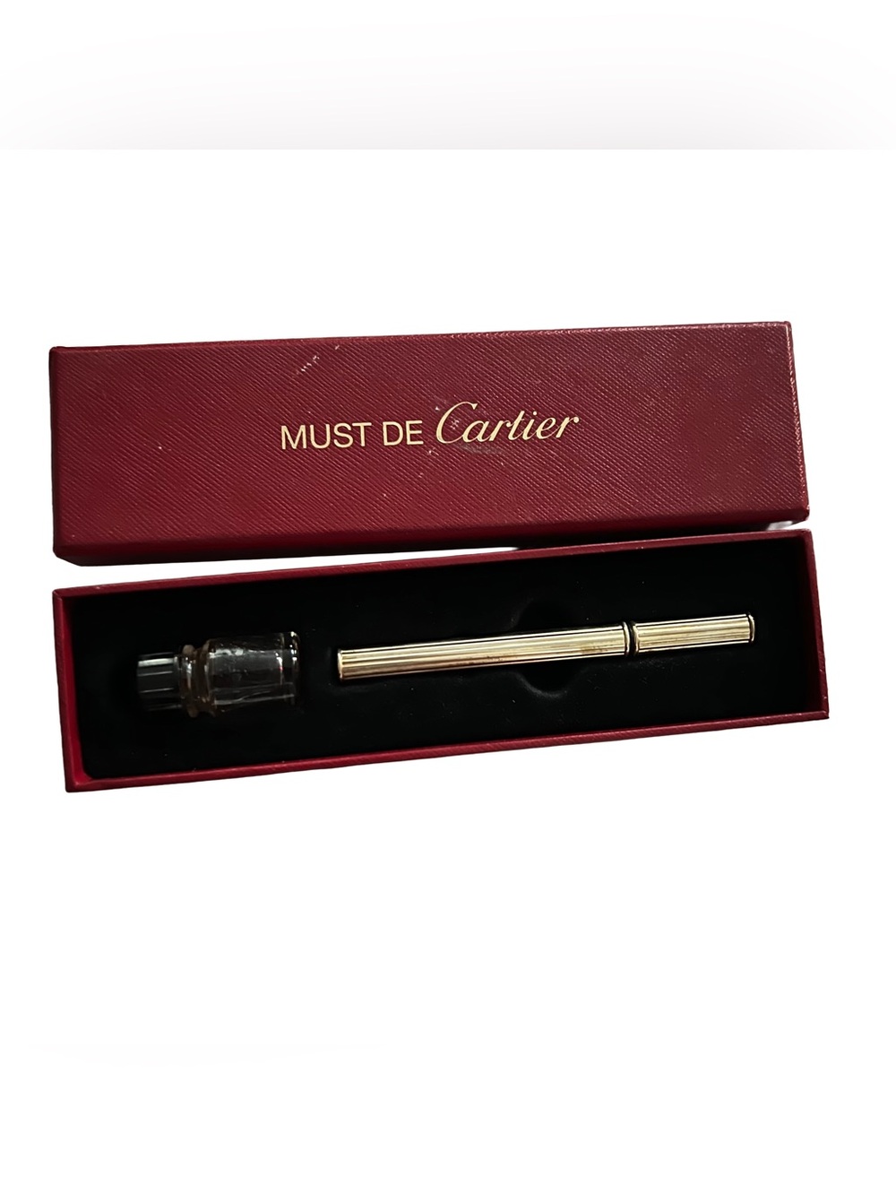 Vintage Must de Cartier Refillable Perfume Pen Set Gold-Tone Collector's Item